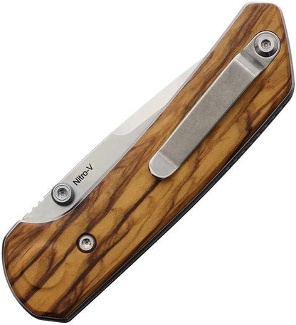 Reate PL XT Pivot Lock Olive Wood Folding Knife - Premium EDC Ready With 3 Inch Nitro V Blade by Reate Knives