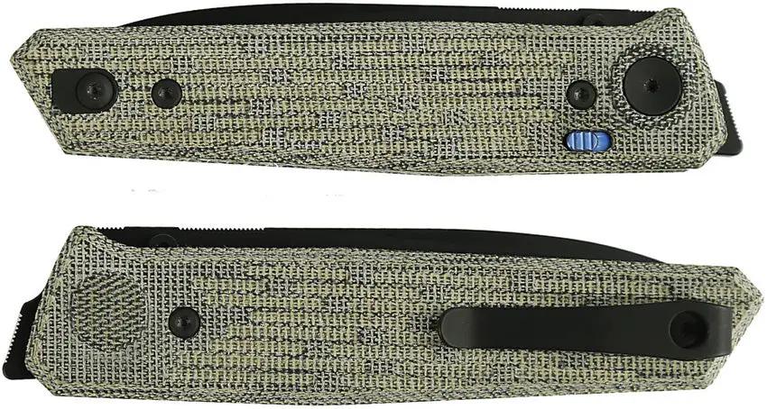 Reate Knives PL-6 Pivot Lock Knife - Nitro V Blade With Green Black Canvas Micarta Handle For Premium EDC by Reate Knives