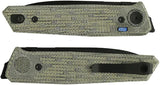 Reate Knives PL-6 Pivot Lock Knife - Nitro V Blade With Green Black Canvas Micarta Handle For Premium EDC by Reate Knives