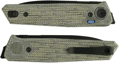 Reate Knives PL-6 Pivot Lock Knife - Nitro V Blade With Green Black Canvas Micarta Handle For Premium EDC by Reate Knives