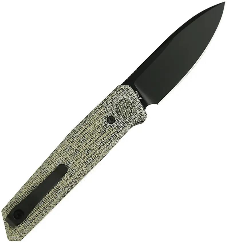 Reate Knives PL-6 Pivot Lock Knife - Nitro V Blade With Green Black Canvas Micarta Handle For Premium EDC by Reate Knives