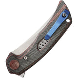 Reate Knives PL7 Pivot Lock Knife - Nitro V Curved Blade With Red Black Micarta Handle For EDC Enthusiasts by Reate Knives