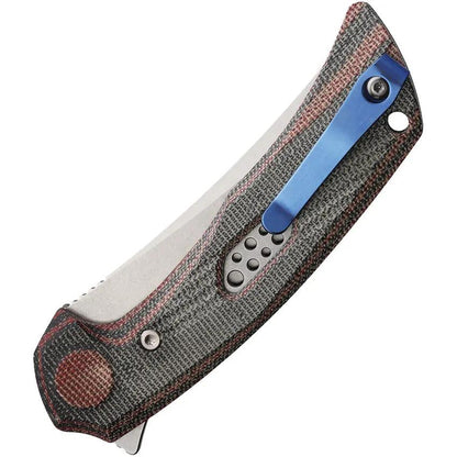 Reate Knives PL7 Pivot Lock Knife - Nitro V Curved Blade With Red Black Micarta Handle For EDC Enthusiasts by Reate Knives