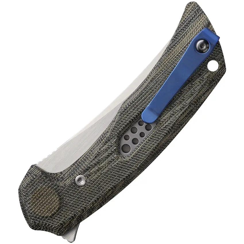 Reate PL-7 Pivot Lock Knife - Nitro-V Curved Blade, Green Black Micarta, Satin Finish EDC Ready by Reate Knives