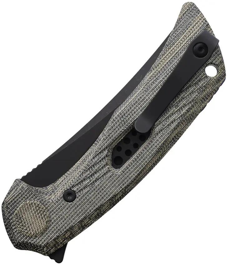 Reate Knives PL7 Pivot Lock Knife - Nitro V Curved Blade For Everyday Carry With Black Green Micarta by Reate Knives