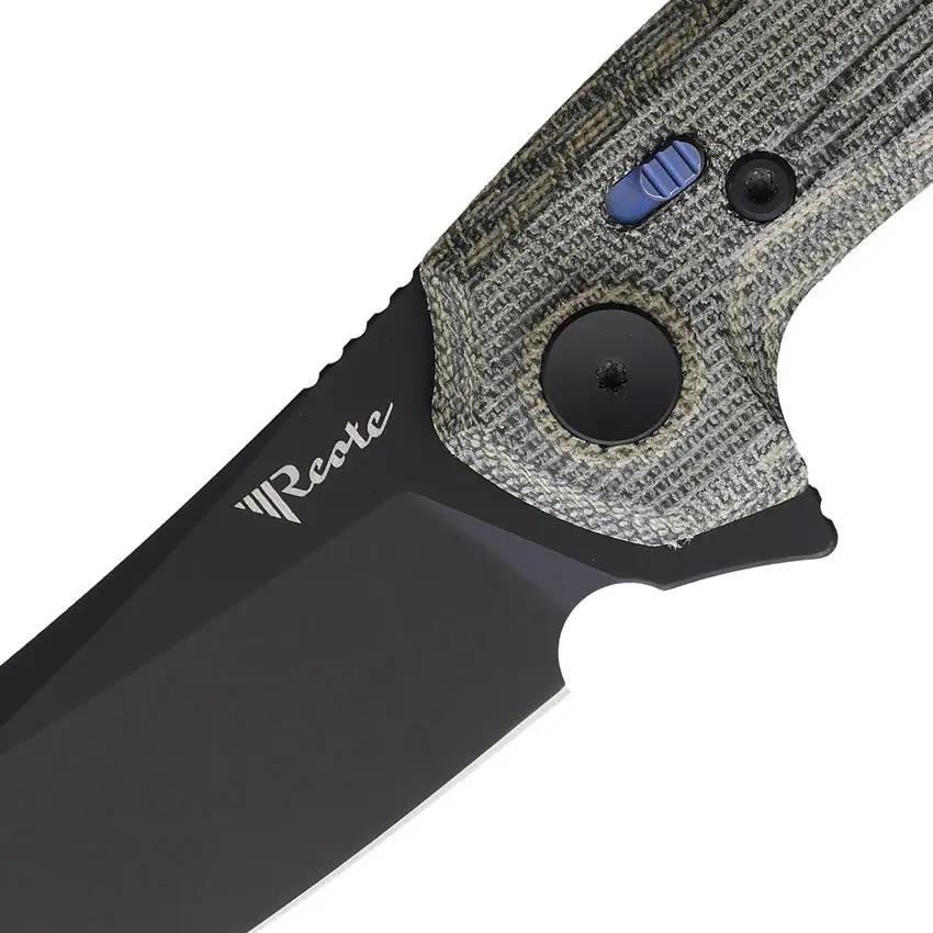 Reate Knives PL7 Pivot Lock Knife - Nitro V Curved Blade For Everyday Carry With Black Green Micarta by Reate Knives