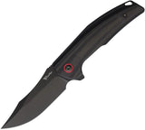 Reate Jack Jr Framelock EDC Knife With DLC S30V Blade Black CF Inlay Extended Tang Lanyard Hole Pocket Clip Red Accents by Reate Knives