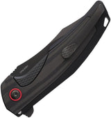 Reate Jack Jr Framelock EDC Knife With DLC S30V Blade Black CF Inlay Extended Tang Lanyard Hole Pocket Clip Red Accents by Reate Knives