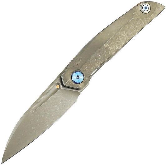 Reate Knives Premium VK Anub Framelock EDC Knife With Elmax Blade Titanium Handle Blue Accents For EDC Enthusiasts by Reate Knives