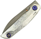Reate VK Anub Framelock Knife - Precise EDC with Elmax Blade and Crystal Titanium Handle in Purple Accents by Reate Knives