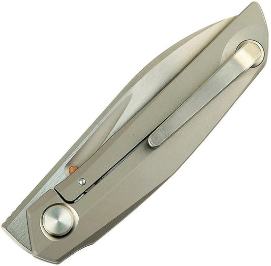 Reate Knives VK Anub Framelock Premium Bead Blast Titanium Elmax Satin Blade 3.25 Inch For EDC Fans by Reate Knives