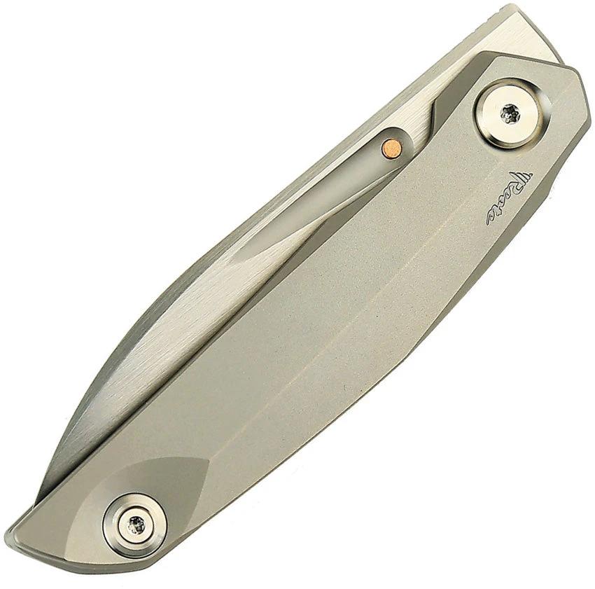 Reate Knives VK Anub Framelock Premium Bead Blast Titanium Elmax Satin Blade 3.25 Inch For EDC Fans by Reate Knives