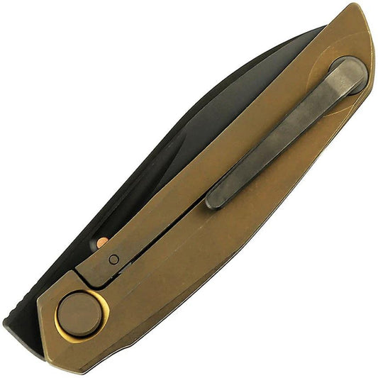 Reate VK Anub Framelock Knife With Bronze Titanium Handle And DLC Coated Elmax Blade For EDC Enthusiasts by Reate Knives