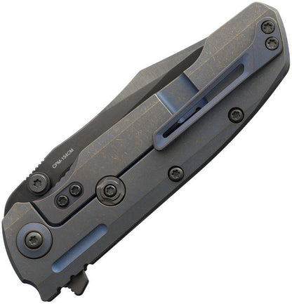 Reate Knives 9DV2 Framelock Titanium Bronze Blue REA225 EDC Knife With Black DLC CPM154 Blade by Reate Knives