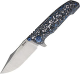 Reate Knives 9DV2 Framelock Frost Fat CF REA226 9DV2 FACT CAR FROST by Reate Knives