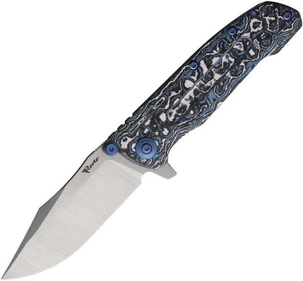 Reate Knives 9DV2 Framelock Frost Fat CF REA226 9DV2 FACT CAR FROST by Reate Knives