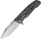 Reate Knives 9DV2 Framelock Storm Fat CF REA227 9DV2 FACT CAR WHITE by Reate Knives