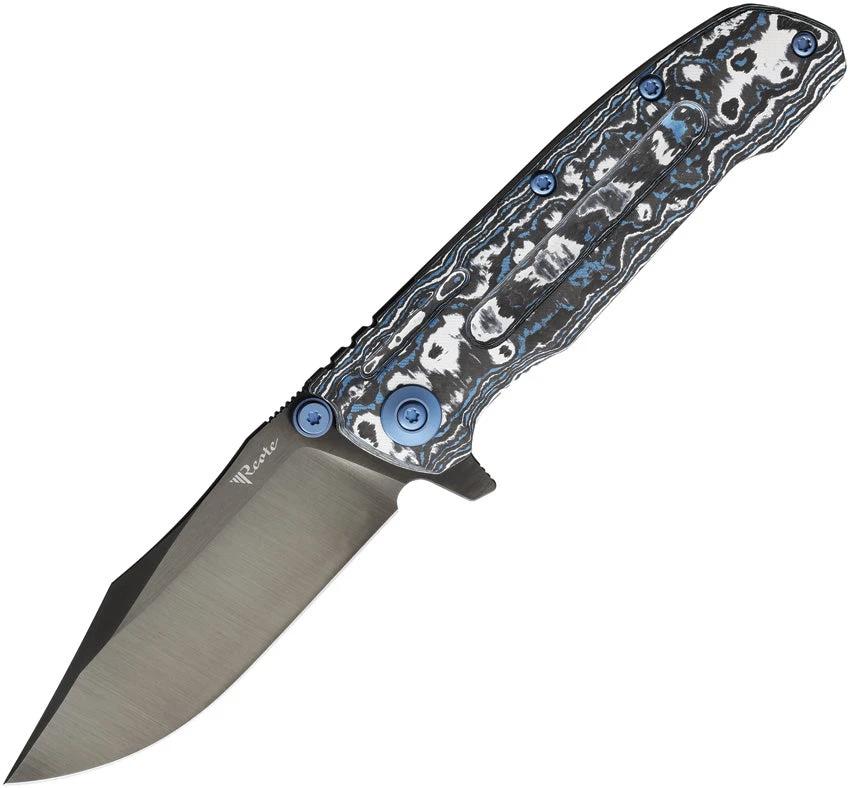 Reate Knives 9DV2 Framelock Folding Knife Premium CPM-154 Blade Frost Fat CF Handle For EDC Enthusiasts by Reate Knives