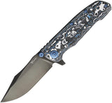 Reate Knives 9DV2 Framelock Folding Knife Premium CPM-154 Blade Frost Fat CF Handle For EDC Enthusiasts by Reate Knives
