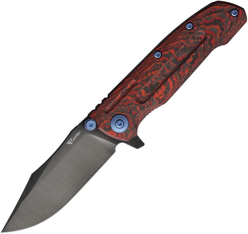 Reate Knives 9DV2 Framelock Lava Fat Carbon Fiber EDC Knife CPM154 DLC Blade Extended Tang by Reate Knives