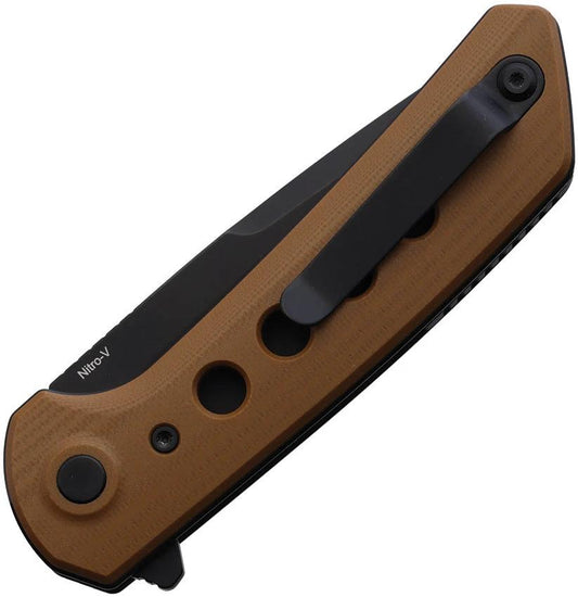 Reate Knives PL-XF Pivot Lock EDC Knife With Tan G10 Handle Premium Nitro V Blade Extended Tang by Reate Knives