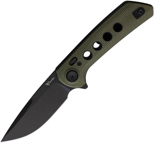 Reate Knives PL XF Pivot Lock Knife With Nitro V Blade Green Canvas Micarta Handle Extended Tang EDC Ready by Reate Knives