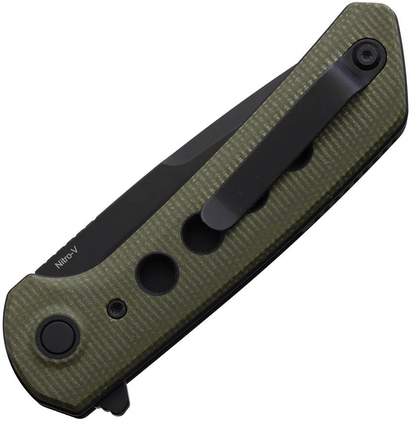 Reate Knives PL XF Pivot Lock Knife With Nitro V Blade Green Canvas Micarta Handle Extended Tang EDC Ready by Reate Knives