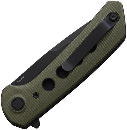 Reate Knives PL XF Pivot Lock Knife With Nitro V Blade Green Canvas Micarta Handle Extended Tang EDC Ready by Reate Knives