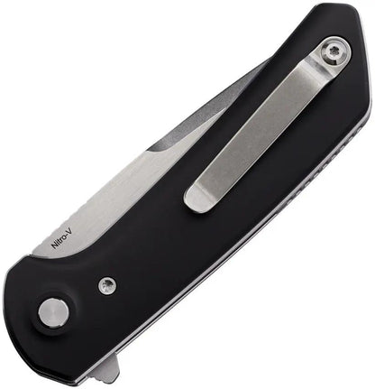 Reate PL-XF Folding Knife - Nitro V Blade With Pivot Lock Black Aluminum Handle Stonewash Finish by Reate Knives