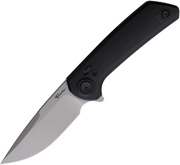 Reate Knives PL-XF Pivot Lock Knife Nitro V Blade Stonewash Extended Tang Black Aluminum Handle For EDC Enthusiasts by Reate Knives