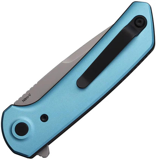 Reate Knives PL-XF Pivot Lock Knife - Nitro-V Blade and Blue Aluminum Handle for EDC by Reate Knives