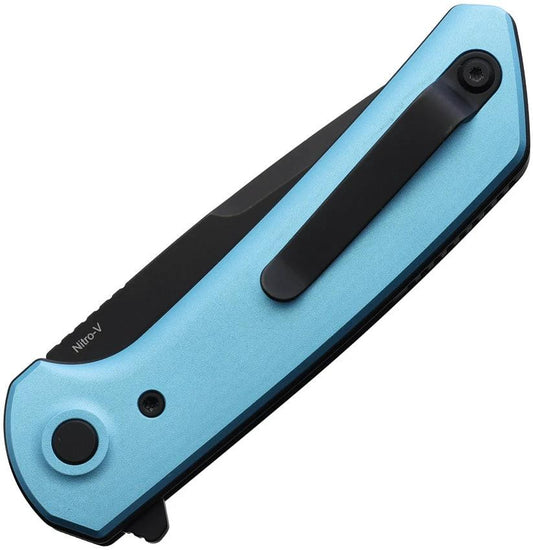 Reate PL-XF Pivot Lock Knife With Nitro V Blade Blue Aluminum Handle Extended Tang For EDC Enthusiasts by Reate Knives