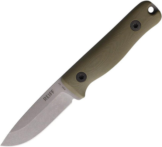 Reiff Knives F3 EDC Fixed Blade OD Lthr F3019ODGBRCR by Reiff Knives