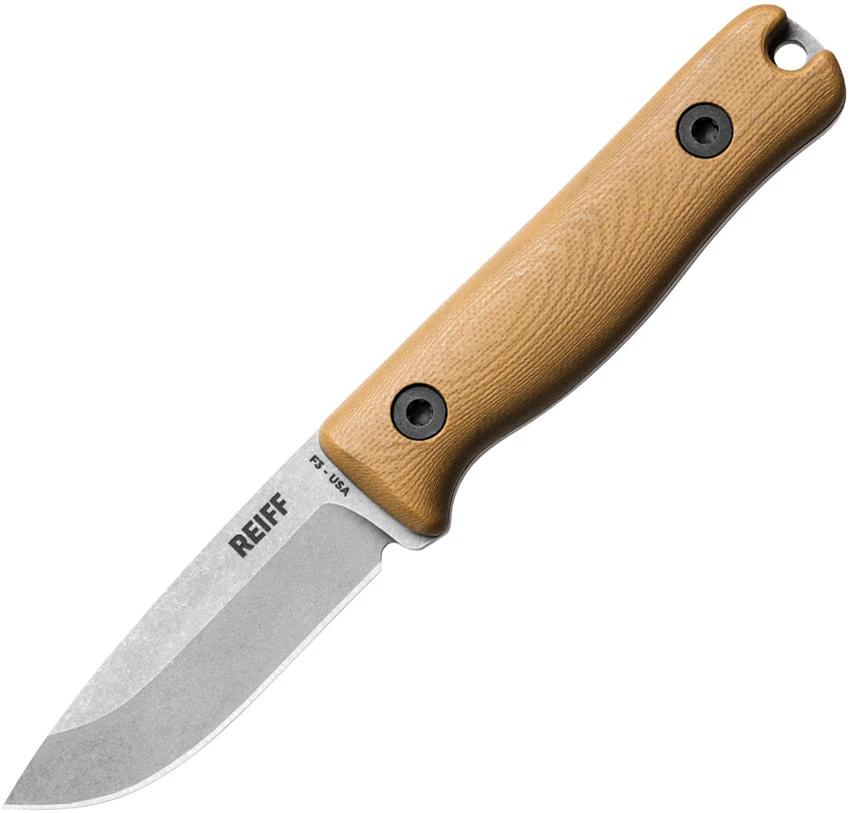 Reiff Knives F3 EDC Fixed Blade Tan G10 Ltr F3119CTGBRCR by Reiff Knives