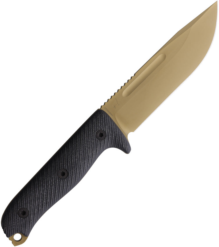 Reiff Knives Vicon Fixed Blade - MagnaCut CPM Steel, Dark Earth PVD Coated Blade, Black G10 Handle by Reiff Knives