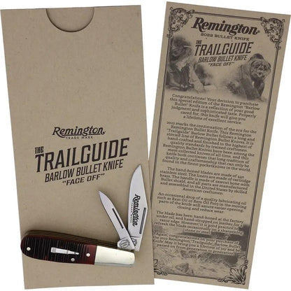 Remington Bullet Barlow 2022 - 3.5 Inch Closed Satin Finish Stainless Clip And Pen Blades Brown Jigged Bone Handle by Remington