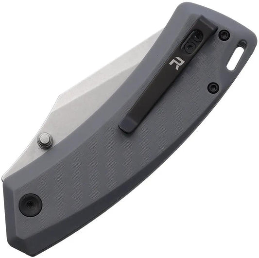 Revo Canyon Button Lock Knife - Gray FRN Handle, 3 Inch Stonewash 4Cr13MoV Blade by Revo