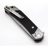 Revo Duo Linerlock Drop Point Knife - Stonewash 9Cr18MoV Blade With Black G10 Handle Guthook by Revo