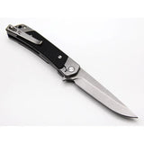 Revo Duo Linerlock Drop Point Knife - Stonewash 9Cr18MoV Blade With Black G10 Handle Guthook by Revo