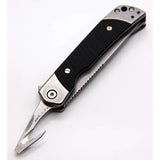Revo Duo Linerlock Drop Point Knife - Stonewash 9Cr18MoV Blade With Black G10 Handle Guthook by Revo