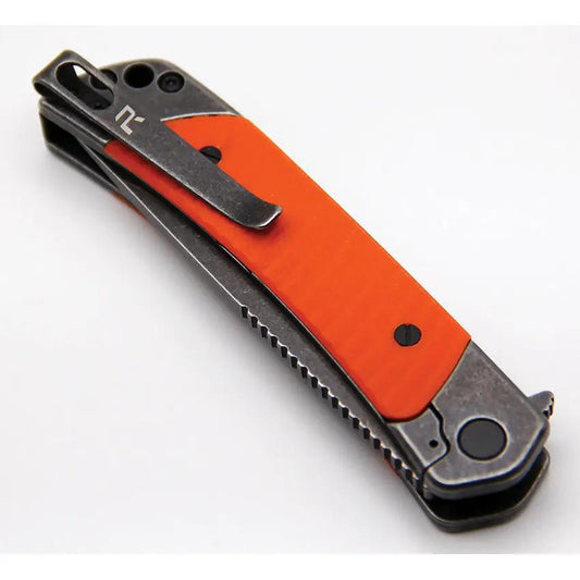 Revo Duo Linerlock Drop Point Gut Hook Knife - Dual Blades With Orange G10 Handle by Revo