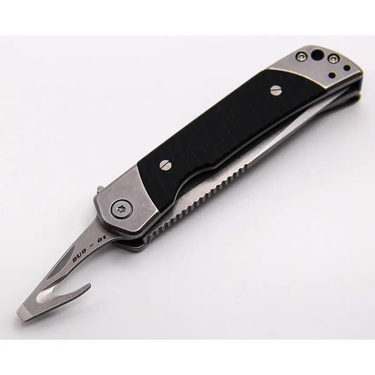Revo Duo Linerlock Tanto - Stonewashed 9Cr18MoV Blade Black G10 Handle Lanyard Hole by Revo