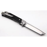 Revo Duo Linerlock Tanto - Stonewashed 9Cr18MoV Blade Black G10 Handle Lanyard Hole by Revo