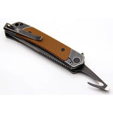 Revo Duo Linerlock Tanto Brown DUOTANTOBRN - Dual Blade Folding Knife With Gut Hook G10 Handle by Revo