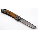 Revo Duo Linerlock Tanto Brown DUOTANTOBRN - Dual Blade Folding Knife With Gut Hook G10 Handle by Revo