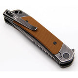 Revo Duo Linerlock Tanto Brown DUOTANTOBRN - Dual Blade Folding Knife With Gut Hook G10 Handle by Revo