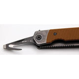 Revo Duo Linerlock Tanto Brown DUOTANTOBRN - Dual Blade Folding Knife With Gut Hook G10 Handle by Revo