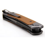 Revo Duo Linerlock Tanto Brown DUOTANTOBRN - Dual Blade Folding Knife With Gut Hook G10 Handle by Revo