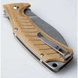 Revo Ness Linerlock Brown Micarta - D2 Tool Steel Blade With Extended Tang, Lanyard Hole And Clip by Revo