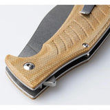 Revo Ness Linerlock Brown Micarta - D2 Tool Steel Blade With Extended Tang, Lanyard Hole And Clip by Revo